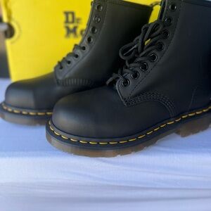 Dr. Martens Black Boots with Yellow Stitching Industrial Full grain (Steel Cap )